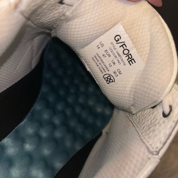 G/FORE White Leather Oxfords with Teal Sole Accent - Picture 7 of 7